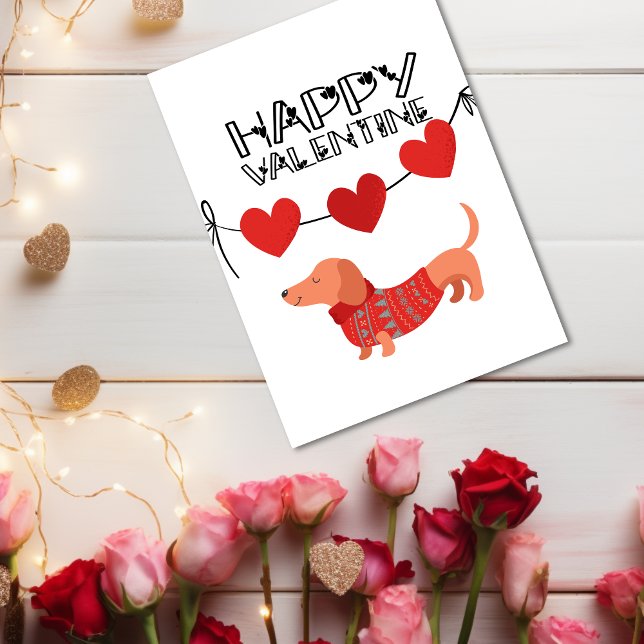 Cute Dachshund with heart banner Happy Valentine  (Creator Uploaded)