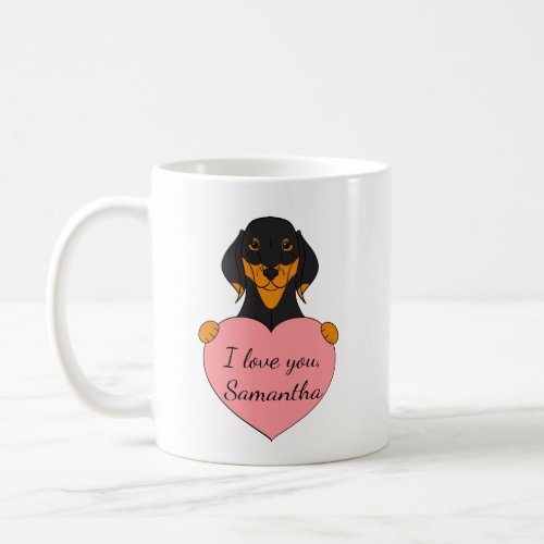 Cute Dachshund with heart Coffee Mug