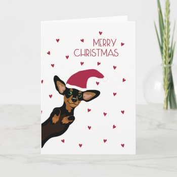 Cute Dachshund With Santa Hat Merry Christmas Holiday Card by Doxie_love at Zazzle