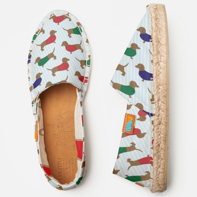 Cute Dachshund with Sweaters Casual Slip On Modern Espadrilles (Side)