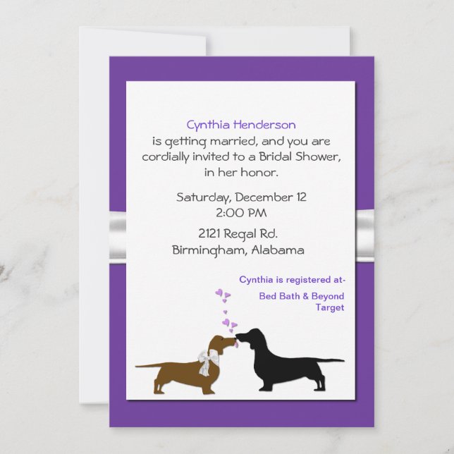 Cute Dachshunds Bridal Shower Invitation (Front)