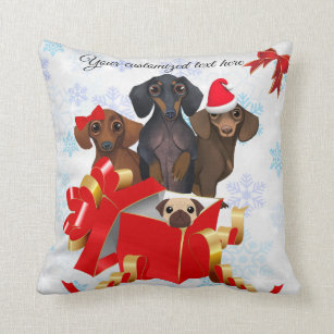 dachshund christmas throw pillows