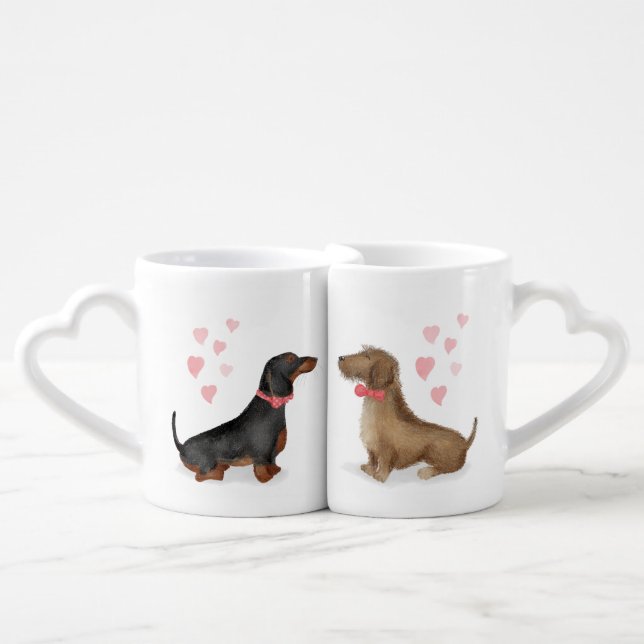 Cute dachshunds lovers' mug (boy meets boy) (Front Nesting)