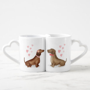 Cute dachshunds lovers' mug (girl meets boy)