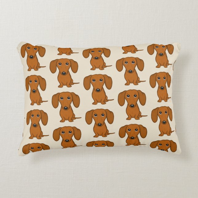 Cute Dachshunds Pattern Accent Pillow (Front)