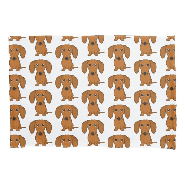 Cute Dachshunds Pattern Pillow Case (Front)