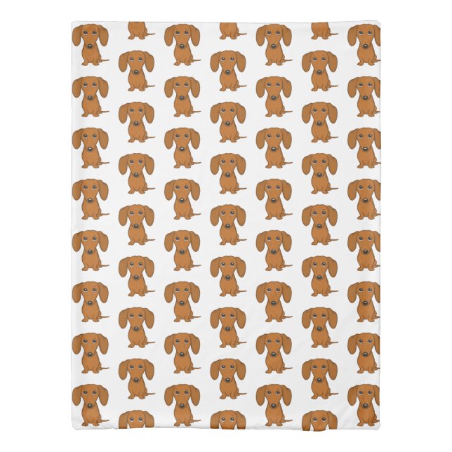 Cute Dachshunds Pattern | Wiener Dog Lover's Duvet Cover (Back)