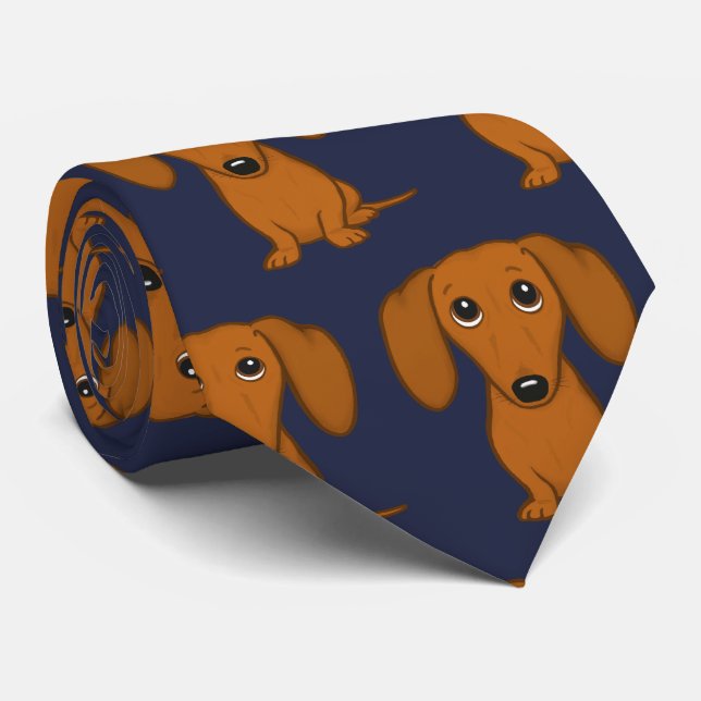 Cute Dachshunds Pattern | Wiener Dog Lover's Neck Tie (Rolled)