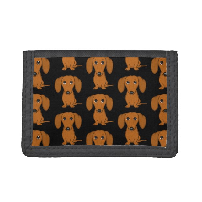 Cute Dachshunds Pattern | Wiener Dogs Trifold Wallet (Front)