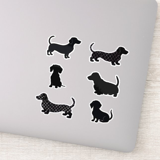 Cute Dachshunds Sausage Dog Silhouette Cut-Out Sticker (Detail)