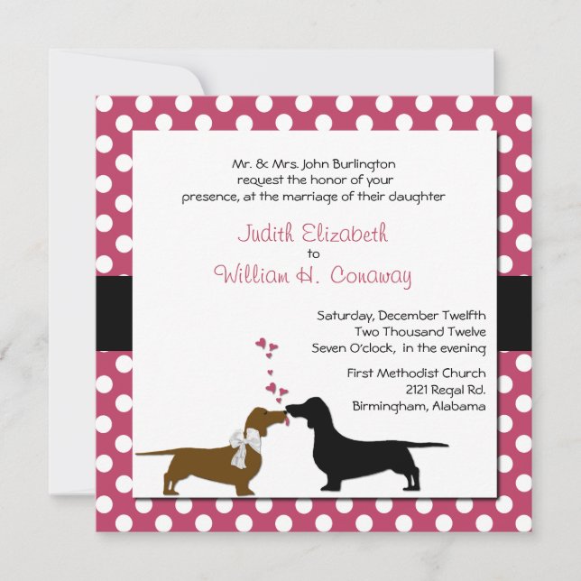 Cute Dachshunds Wedding Invitation (Front)
