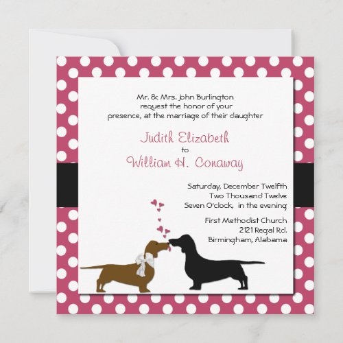 Cute Dachshunds Wedding Invitation