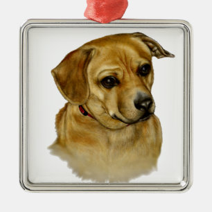 Cute Dachsy-Terrier Mix Dog Metal Ornament