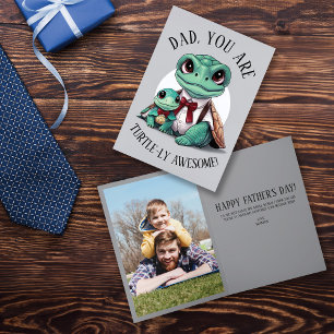 Cute Dad and Kid Turtle Father's Day Card Photo