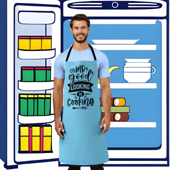 Cute Dad Grandpa Word Art Good Looking Cooking Apron by DoodlesHolidayGifts at Zazzle