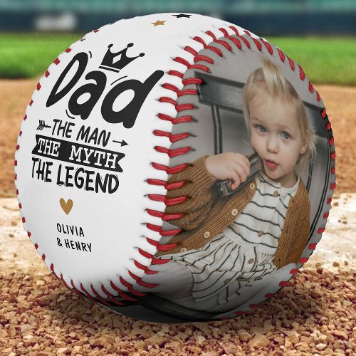 Cute Dad Man Myth Legend 2 Photo Gift Baseball