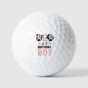 Cute Dad of The Birthday Boy Cow Farm Golf Balls