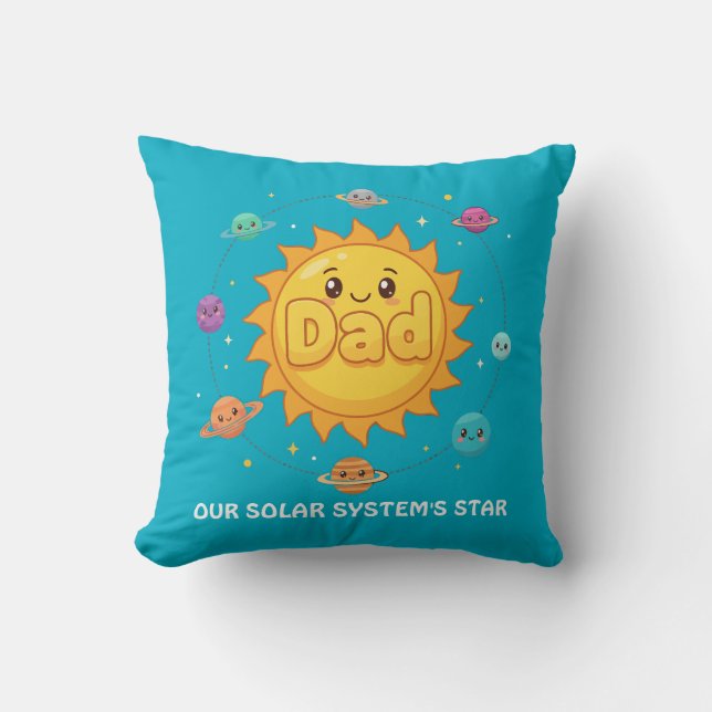 Cute Dad Solar System Star Space Cartoon Throw Pillow (Front)