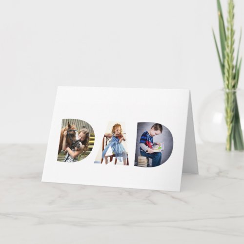 Cute DAD Transparent Letters Fathers Day 3 Photos Card