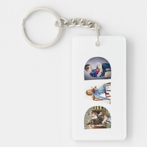 Cute DAD Transparent Letters Fathers Day 3 Photos Keychain