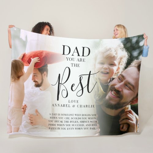 Cute DAD you are the Best  Photos Name  Quote Fleece Blanket