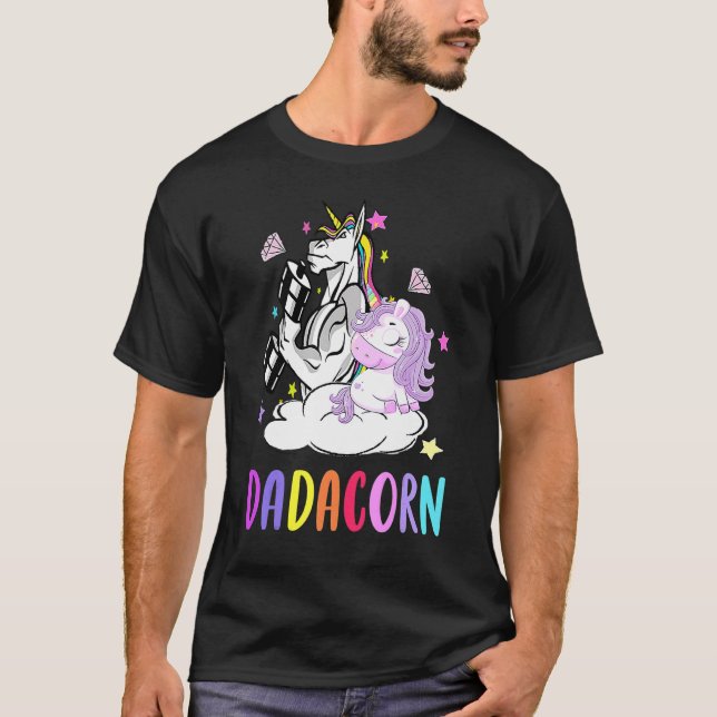 Cute Dadacorn Unicorn Dad Birthday Outfit Father's T-Shirt (Front)