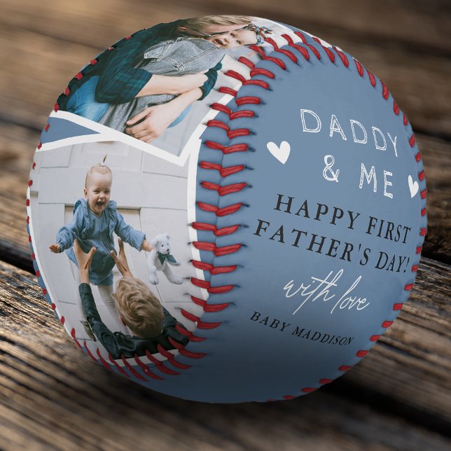 Cute 'Daddy & Me' Photo Collage 1st Father's Day  Baseball (Creator Uploaded)