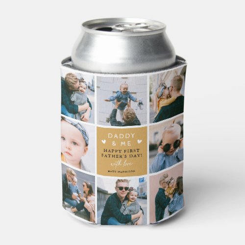 Cute Daddy  Me Photo Collage 1st Fathers Day Can Cooler