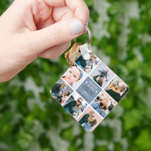 Cute Daddy  Me Photo Collage 1st Fathers Day  Keychain