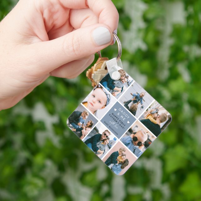 Cute 'Daddy & Me' Photo Collage 1st Father's Day  Keychain (Hand)