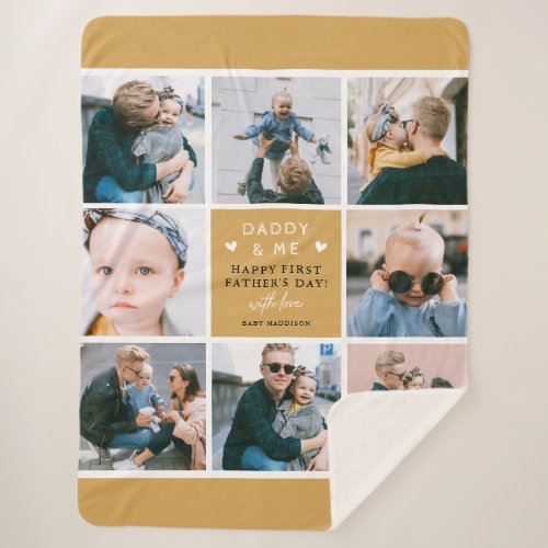 Cute Daddy  Me Photo Collage 1st Fathers Day S Sherpa Blanket
