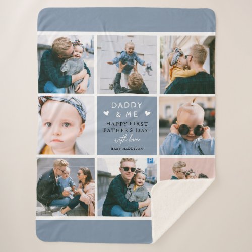 Cute Daddy  Me Photo Collage 1st Fathers Day Sherpa Blanket