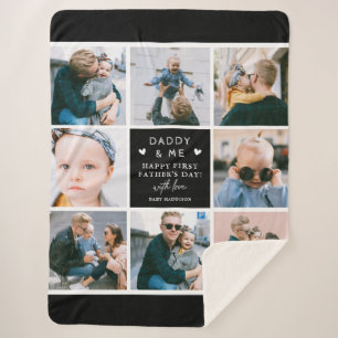 Cute 'Daddy & Me' Photo Collage 1st Father's Day Sherpa Blanket