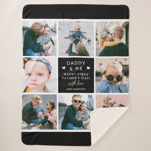 Cute Daddy  Me Photo Collage 1st Fathers Day Sherpa Blanket