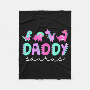 Cute Daddy Saurus Dad Dinosaur Birthday Boy Girl F Fleece Blanket