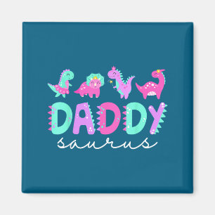 Cute Daddy Saurus Dad Dinosaur Birthday Boy Girl F Magnet