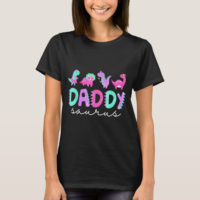 Cute Daddy Saurus Dad Dinosaur Birthday Boy Girl F T-Shirt (Front)