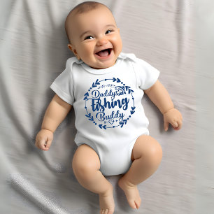 Cute Daddy's Fishing Buddy Blue Unisex Baby Bodysuit