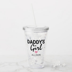 Cute Daddys Girl Pink Heart Personalized Kids Acrylic Tumbler