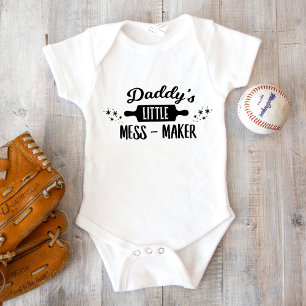 Cute Daddy's Little Mess-Maker Funny Boy Baby Bodysuit