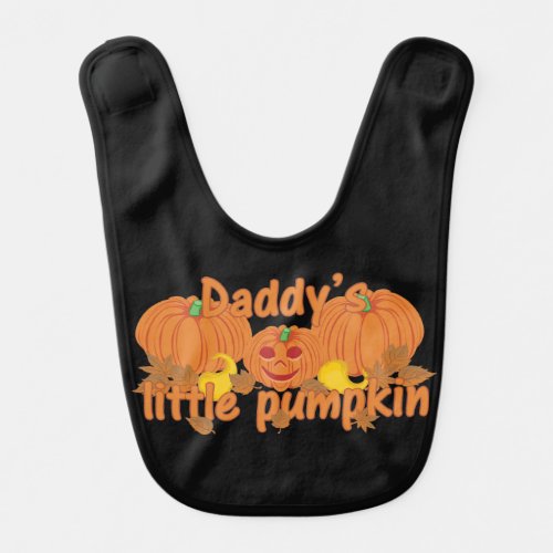 Cute Daddys Little Pumpkin Halloween Baby Bib