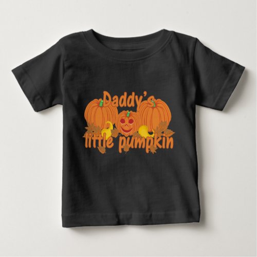 Cute Daddys Little Pumpkin Halloween Baby T_Shirt