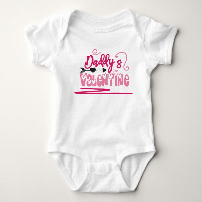 Cute Daddy's Valentine New Baby Valentines Day Baby Bodysuit (Front)