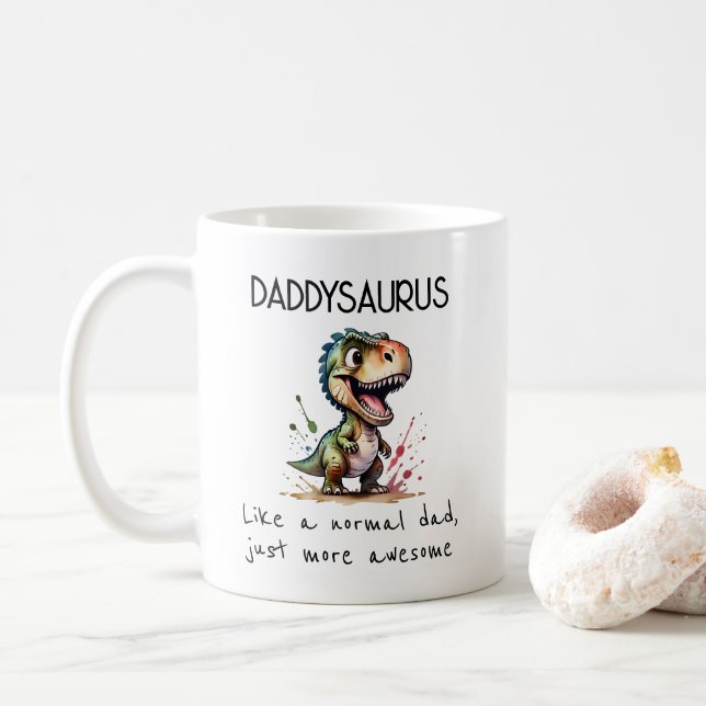 Cute Daddysaurus Father's Day Coffee Mug (With Donut)