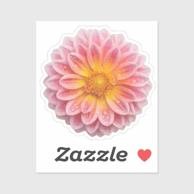 Cute Dahlia and Dew Drops Sticker (Sheet)