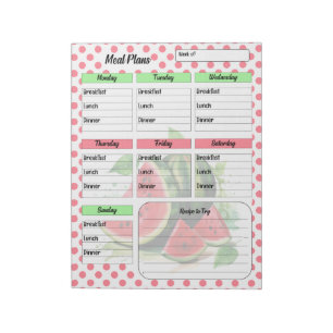 Cute Daily Mouth Watering Watermelon Meal Planner Notepad