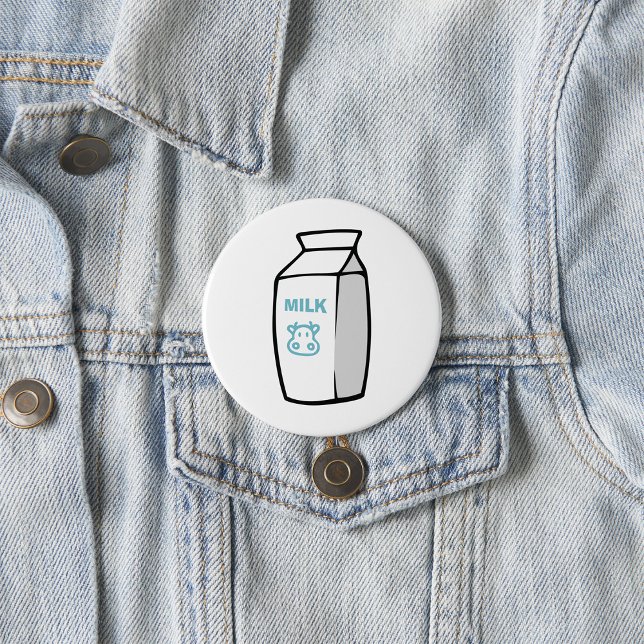 Cute Dairy Cow Cartoon Milk Carton Illustration  Button (Creator Uploaded)