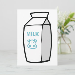 Cute Dairy Cow Cartoon Milk Carton Illustration Invitation