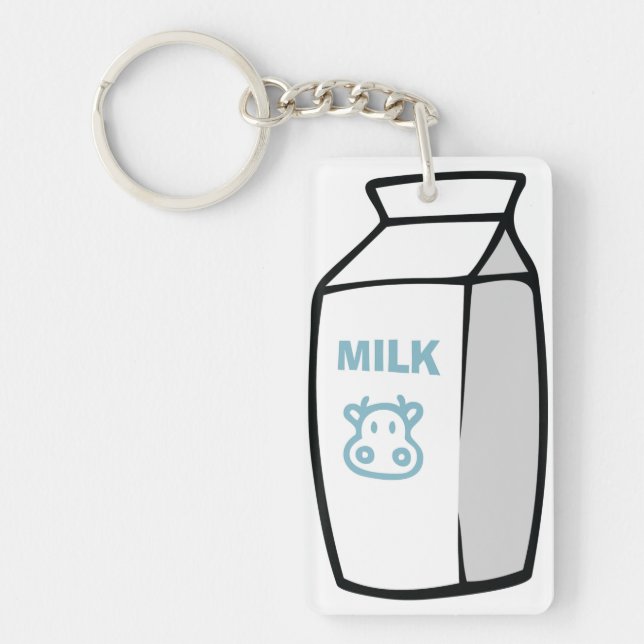 Cute Dairy Cow Cartoon Milk Carton Illustration  Keychain (Front)