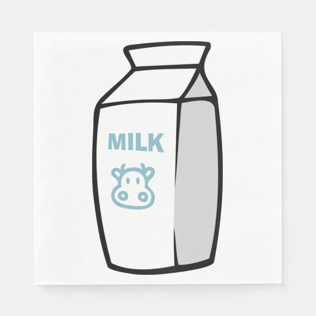 Cute Dairy Cow Cartoon Milk Carton Illustration  Napkins (Front)
